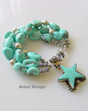 Rocki Gorman Dry Creek Turquoise Star Charm Bracelet | Galisteo Collection | American Indian Handcrafted Jewelry 